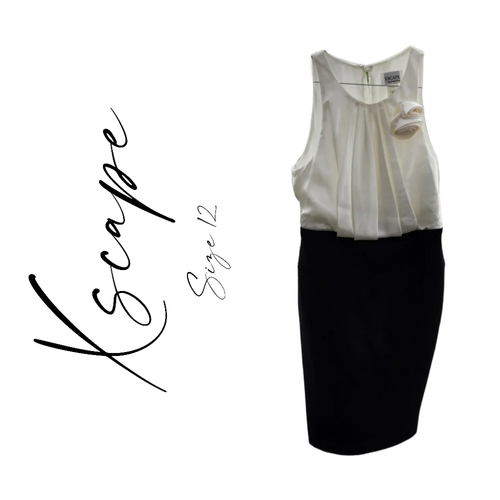 XScape Black and White Dress - Picture 1 of 6